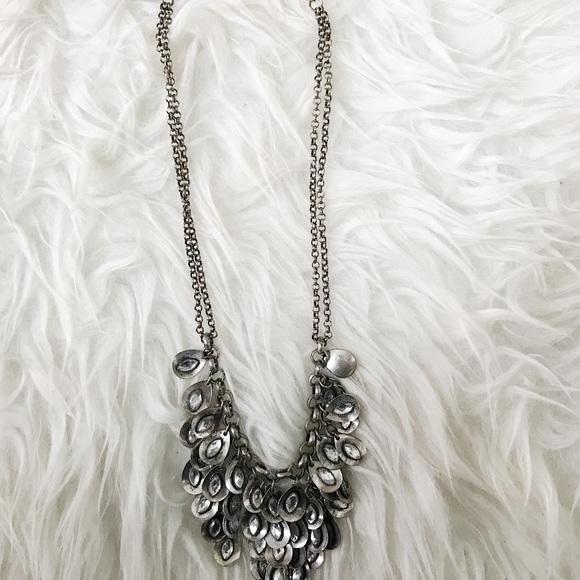 Silver Statement Necklace with White Rhinestones - Picture 4 of 4